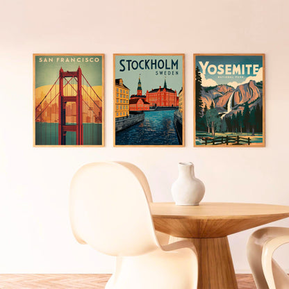 Stockholm Vintage Travel Poster  - Nordic Capital Charm