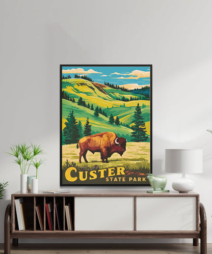 Custer State Park Vintage Travel Poster