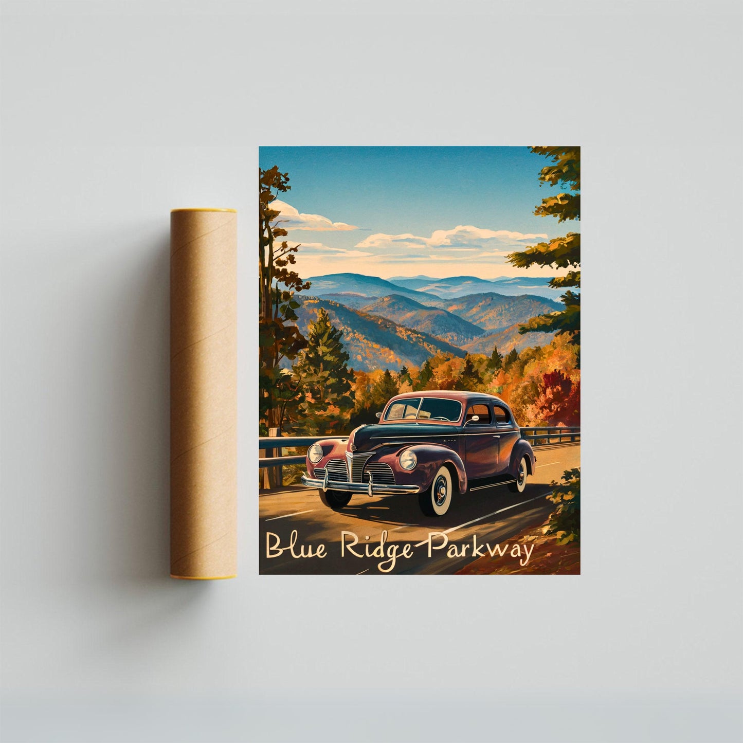 Blue Ridge Parkway Vintage Travel Poster - Scenic Mountain Drive