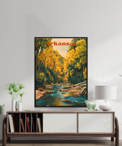 Arkansas Vintage Travel Poster - Albert Pike Falls