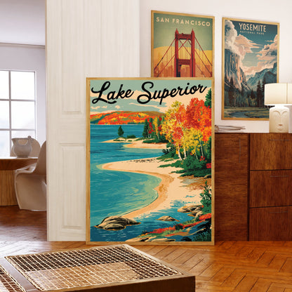 Lake Superior Vintage Travel Poster - North Shore Serenity