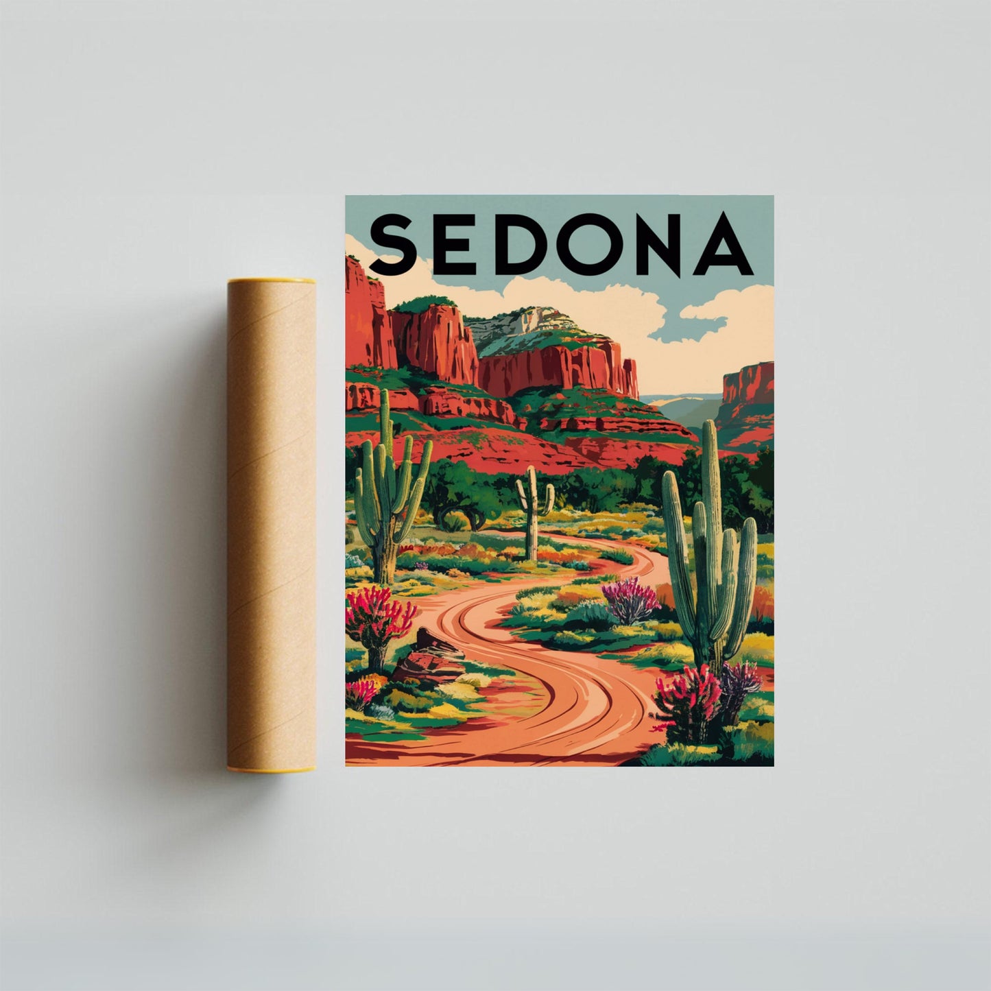 Sedona Vintage Travel Poster  - Timeless Red Rock Majesty