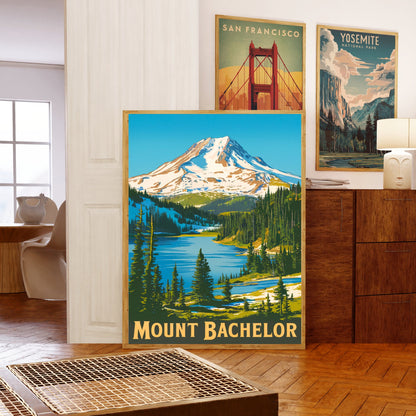 Mount Bachelor Vintage Travel Poster -  Alpine Playground