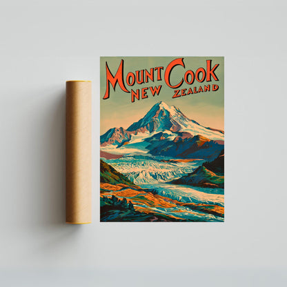 Mount Cook Vintage Travel Poster - New Zealand Majesty