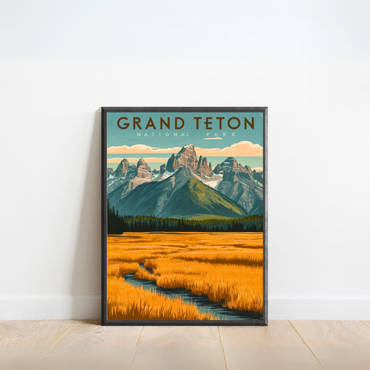 Grand Teton  Vintage Travel Poster