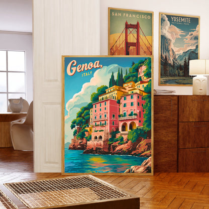 Genoa Vintage Travel Poster