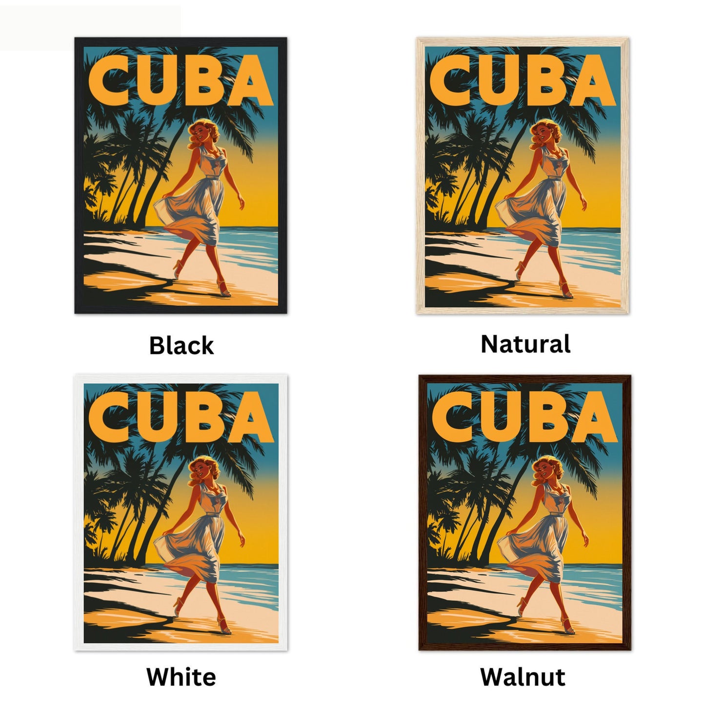 Cuba Vintage Travel Poster - Paradise Beach in Caribbean