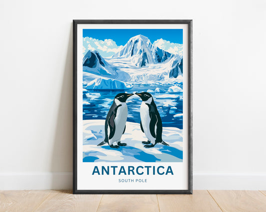 Antarctica Travel Poster - Frozen Continent