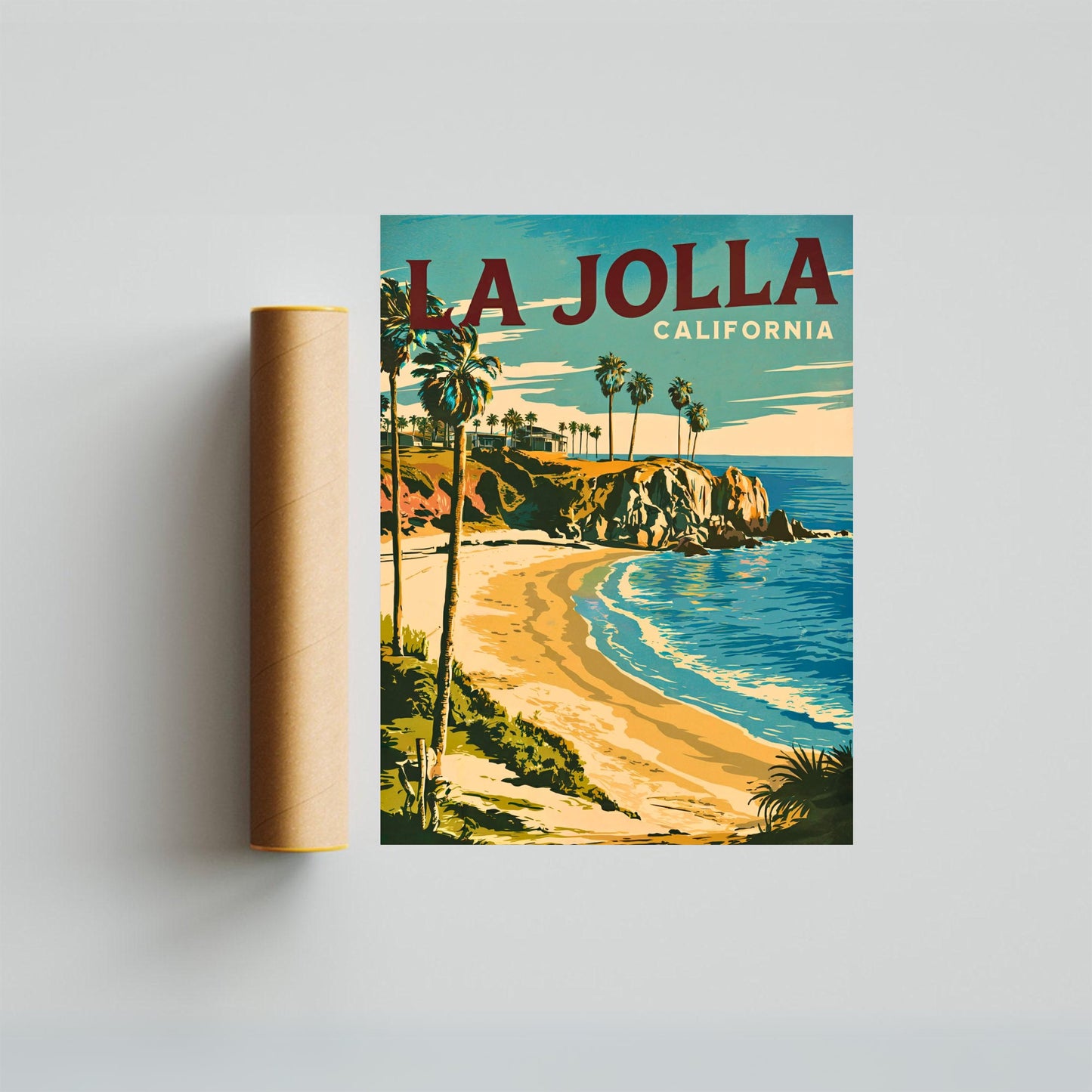 La Jolla Cove  Vintage Travel Poster - California's Pristine Shores