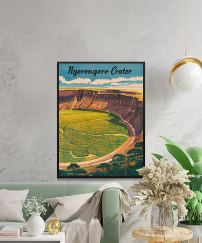 Ngorongoro Crater Vintage Travel Poster