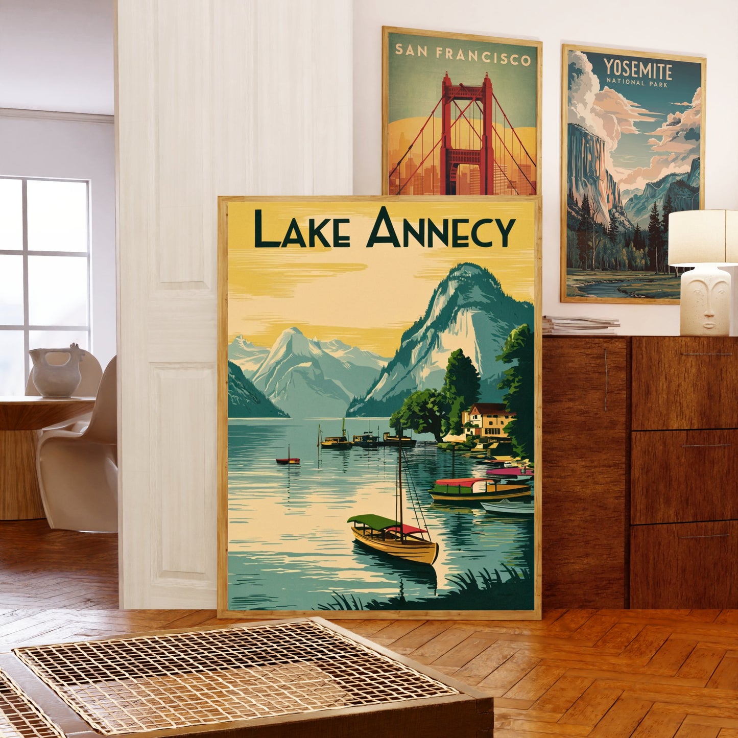 Lake Annecy Vintage Travel Poster - Famous France Crystal Clear Waters