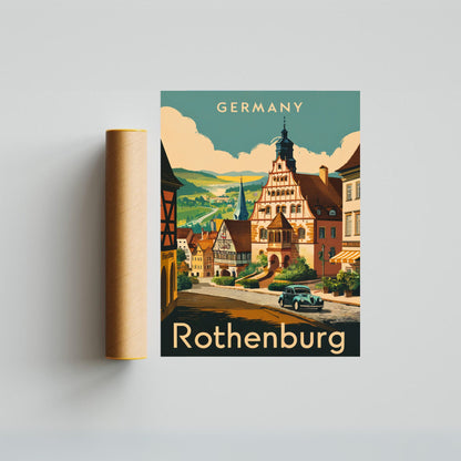 Rothenburg Vintage Travel Poster - Enchanting German Village