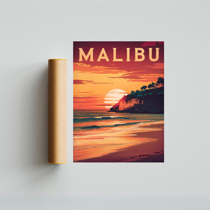 Malibu Vintage Travel Poster