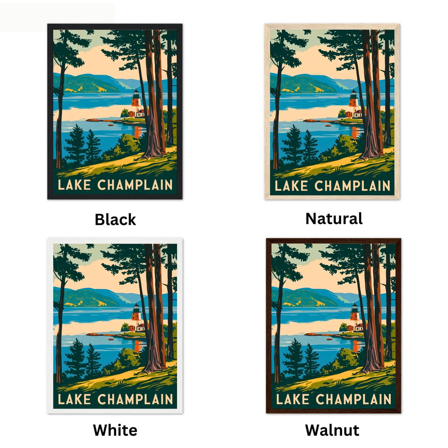 Lake Champlain  Vintage Travel Poster - Mountains and Shores