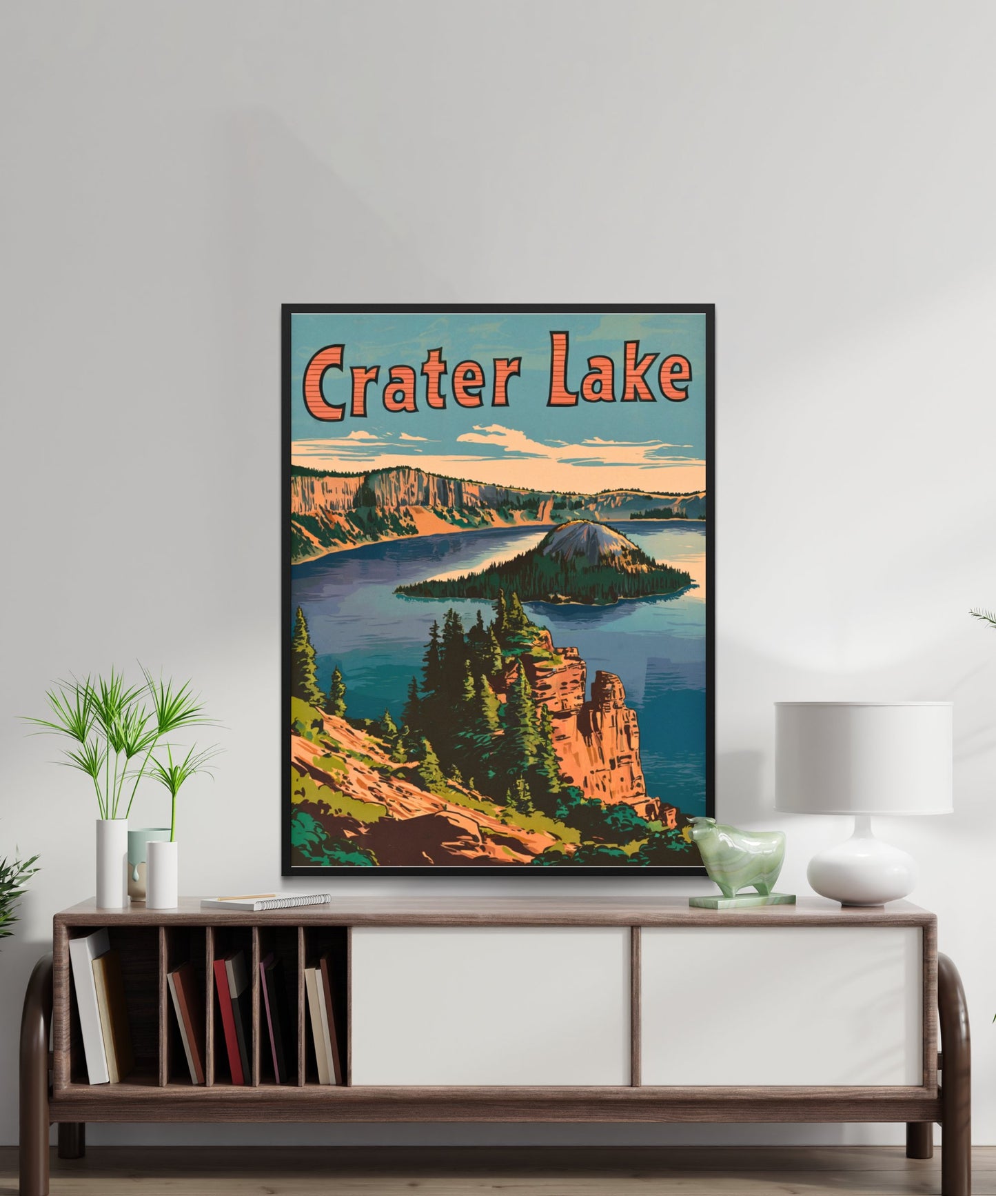 Crater Lake  Vintage Travel Poster - Timeless Blue Majesty