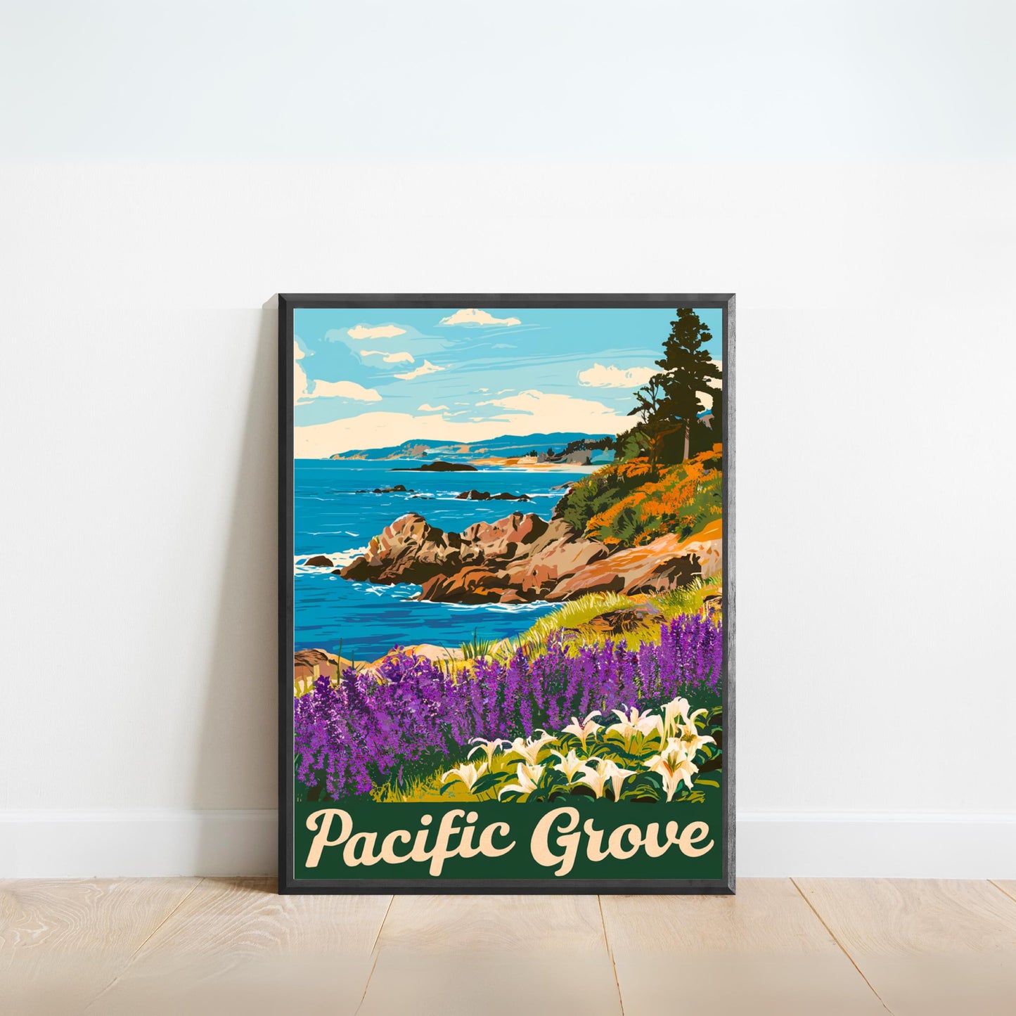 Pacific Grove Vintage Travel Poster - Lakeside Elegance