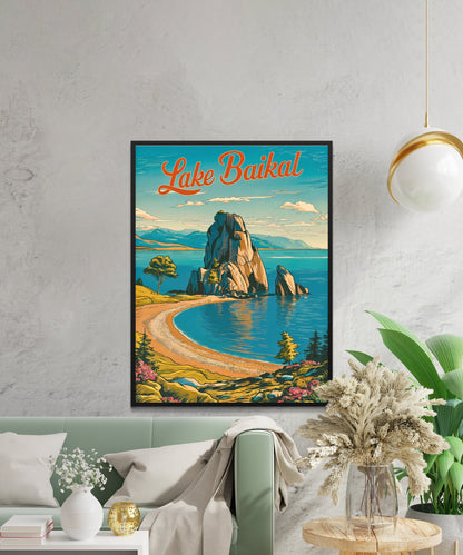 Lake Baikal Vintage Travel Poster