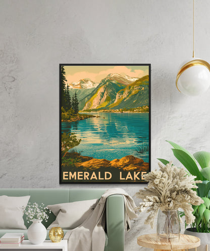 Emerald Lake Vintage Travel Poster - Pristine Lakes