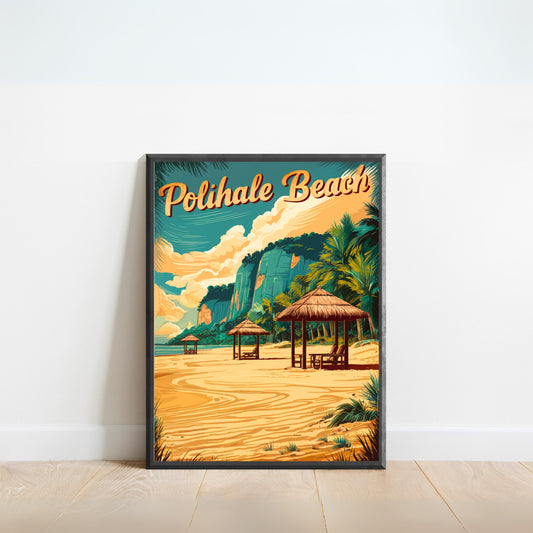 Polihale Beach Vintage Travel Poster