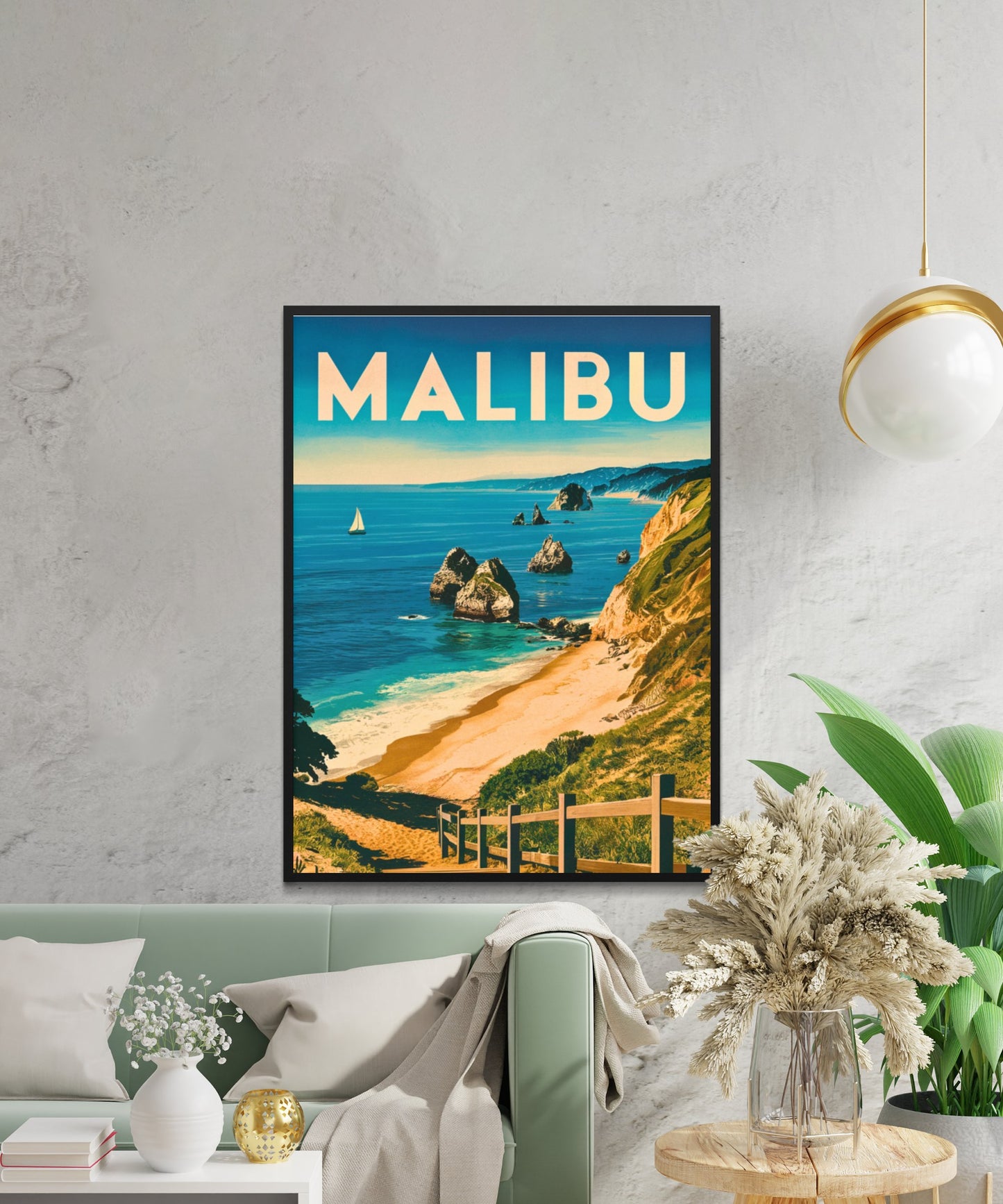 Malibu Vintage Travel Poster - Pacific Bliss