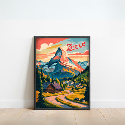 Zirmatt  Vintage Travel Poster - Majestic Peaks