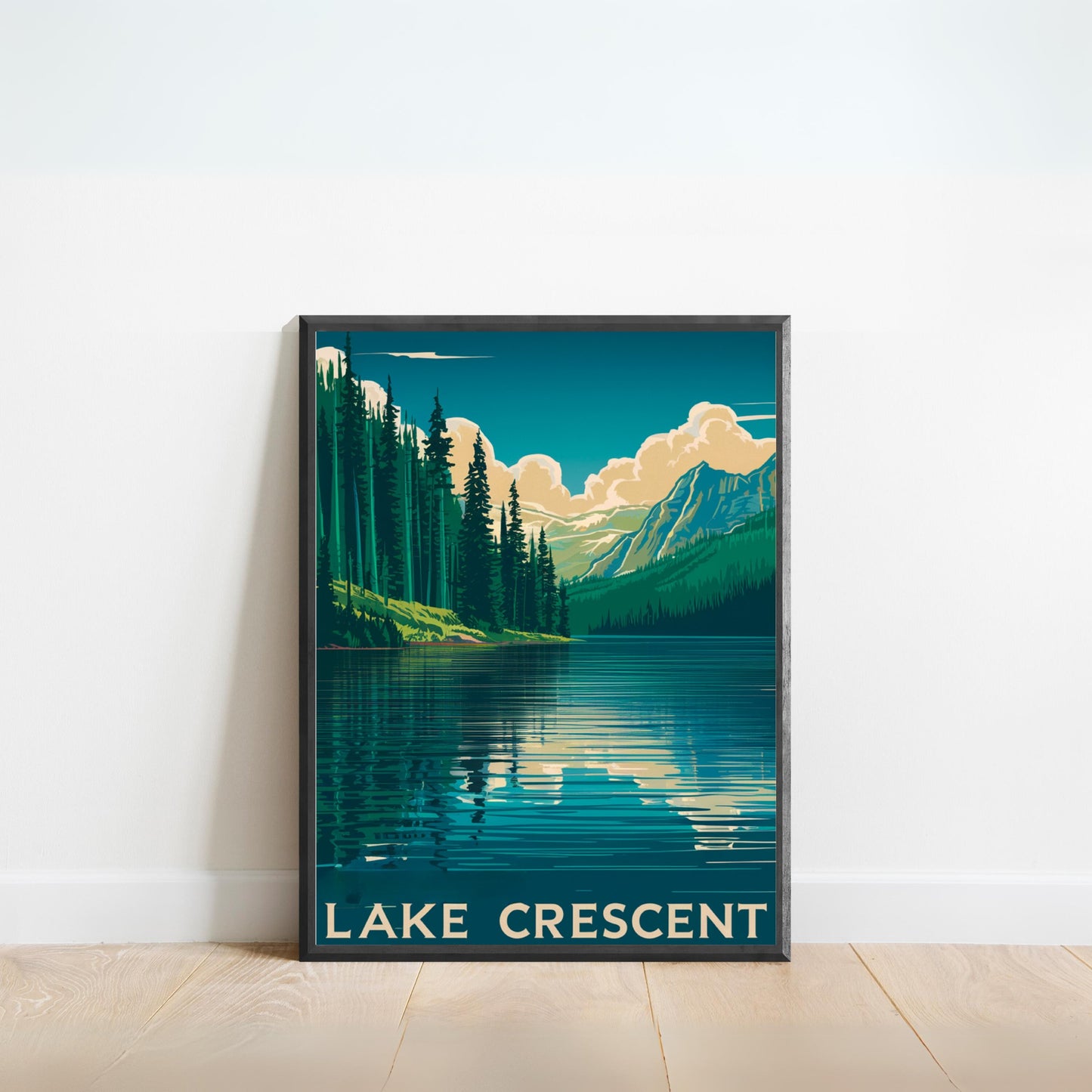 Lake Crescent Vintage Travel Poster - Serene Escape