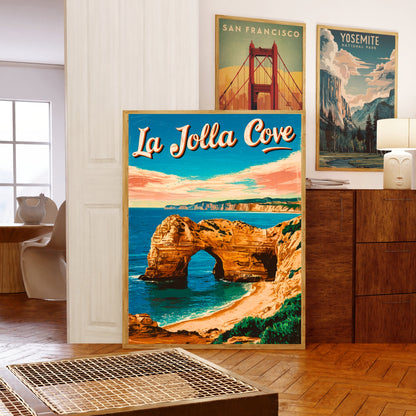 La Jolla Cove  Vintage Travel Poster - Ocean Breeze