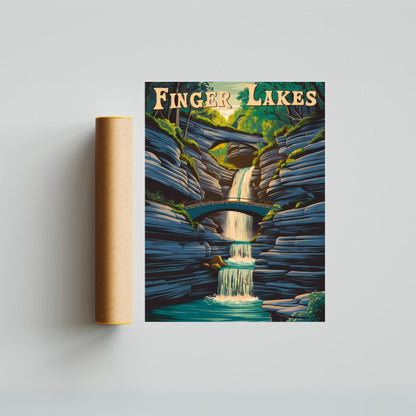 Finger Lakes Vintage Travel Poster