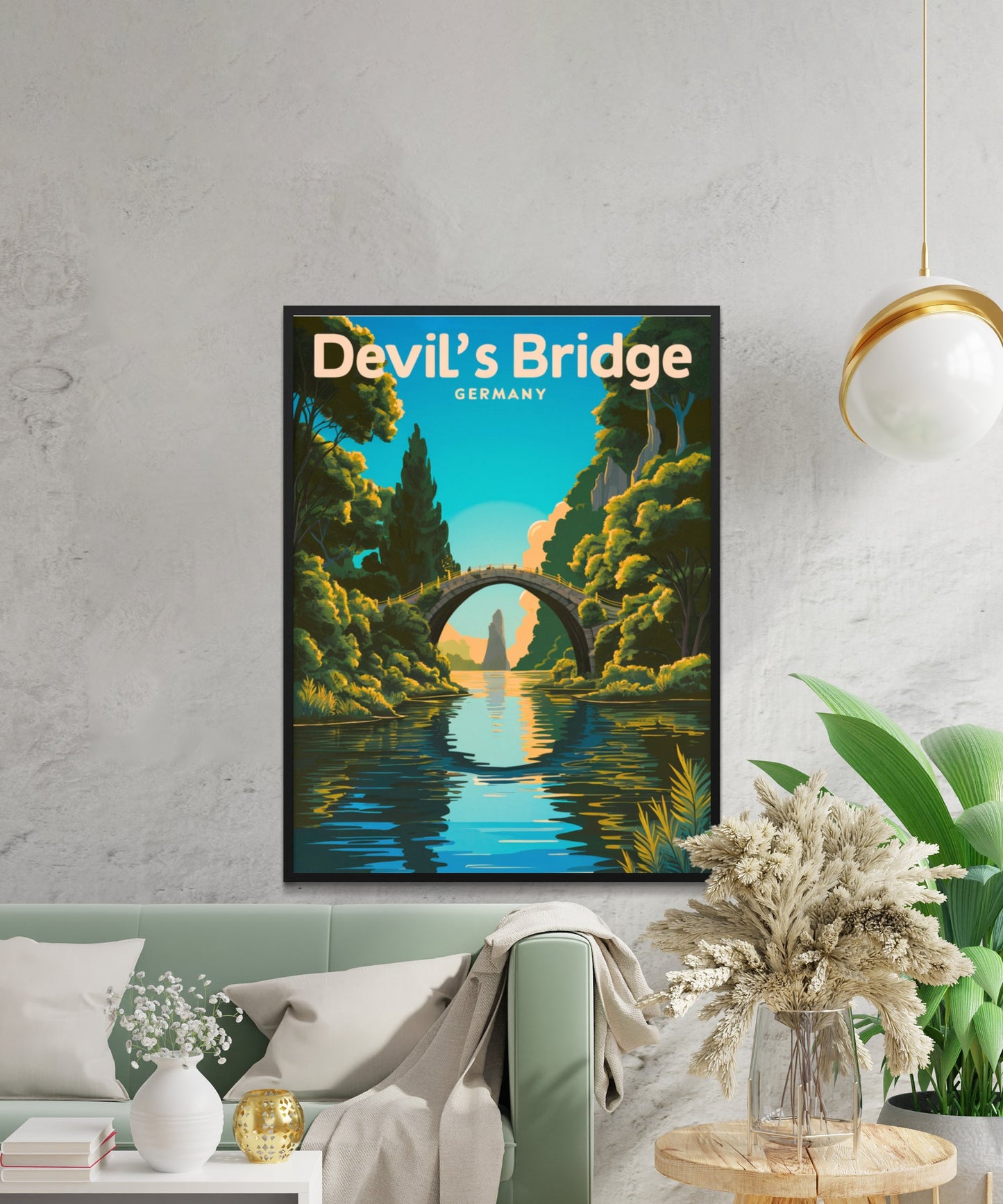 Devils Bridge Vintage Travel Poster - Peaceful Landscape