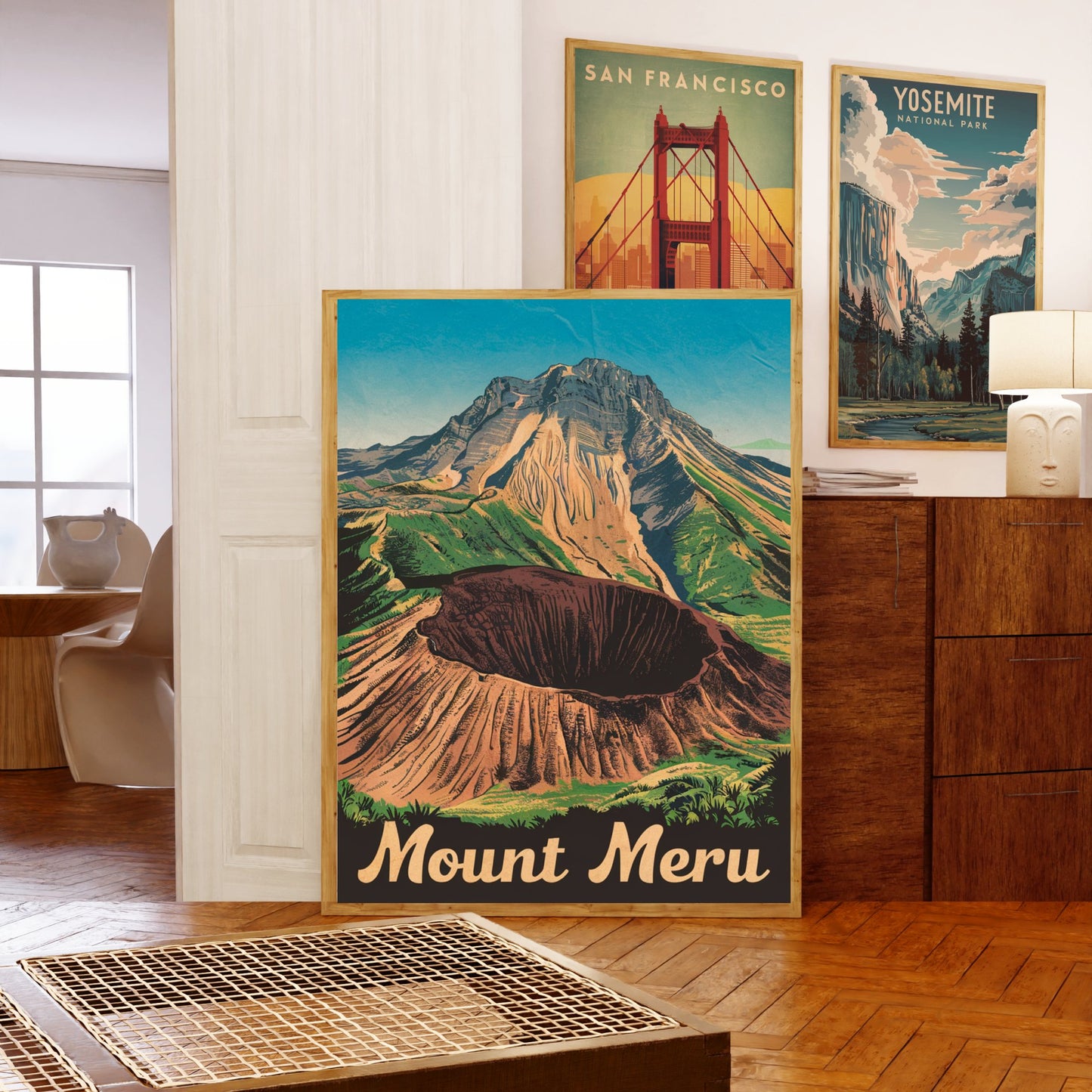 Mount Meru Vintage Travel Poster - Tanzania Landmark