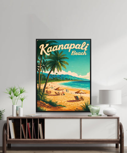 Kaanapali Beach Vintage Travel Poster