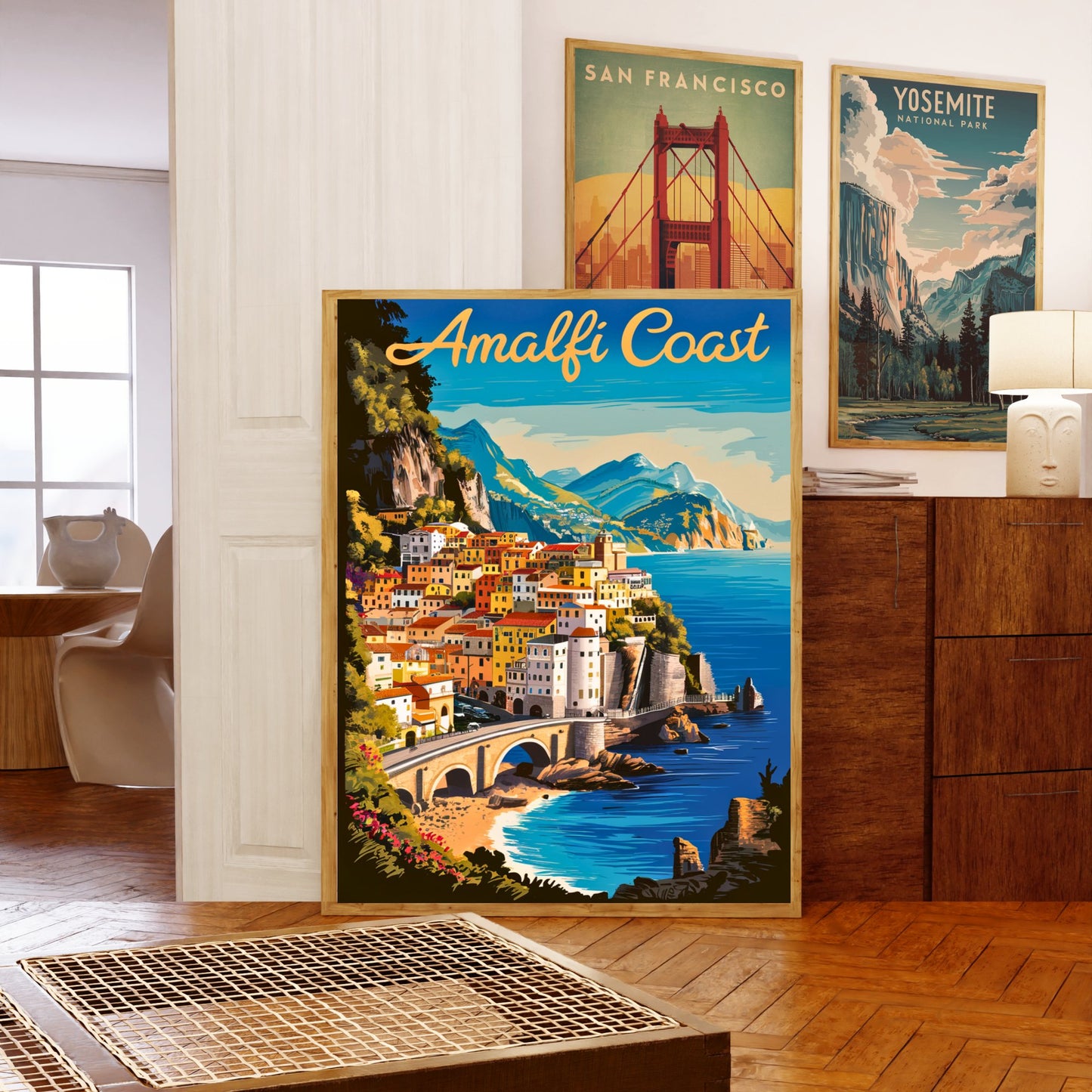 Amalfi Coast Vintage Travel Poster -Coastal Splendor