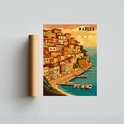 Naples Vintage Travel Poster - Bay of Naples Beauty