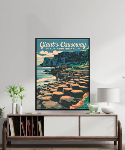 Giant's Causeway Vintage Travel Poster - Mystical Coastal Beauty