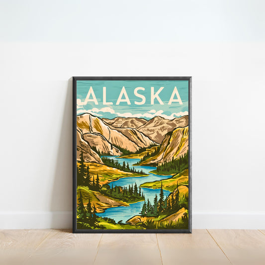 Alaska Vintage Travel Poster - Wilderness Majesty