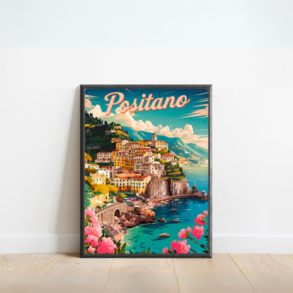 Positano Vintage Travel Poster - Cliffside Village