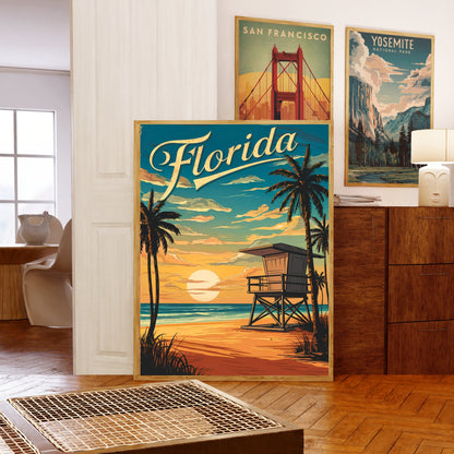 Florida Vintage Travel Poster - Tropical Florida Escapes