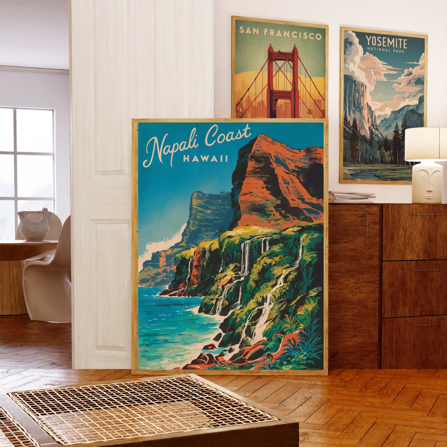 Nā Pali Coast Vintage Travel Poster - Rugged Cliffs and Lush Valleys