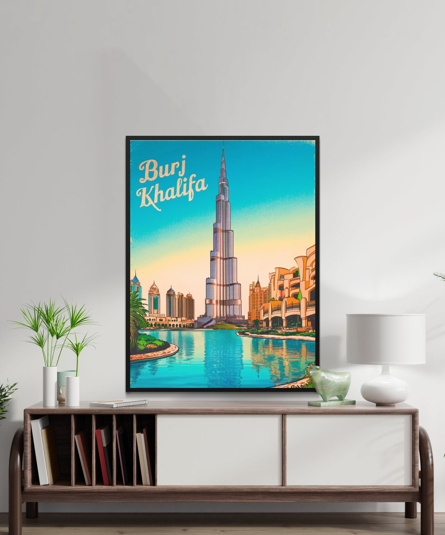 Burj Khalifa Vintage Travel Poster - Futuristic Architecture