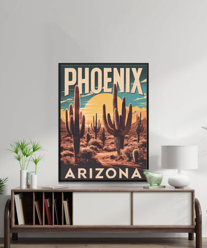 Phoenix Vintage Travel Poster - Mountain Views