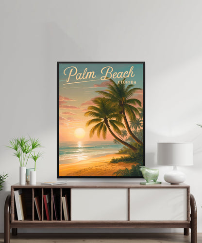 Palm Beach Vintage Travel Poster - Beachfront Beauty