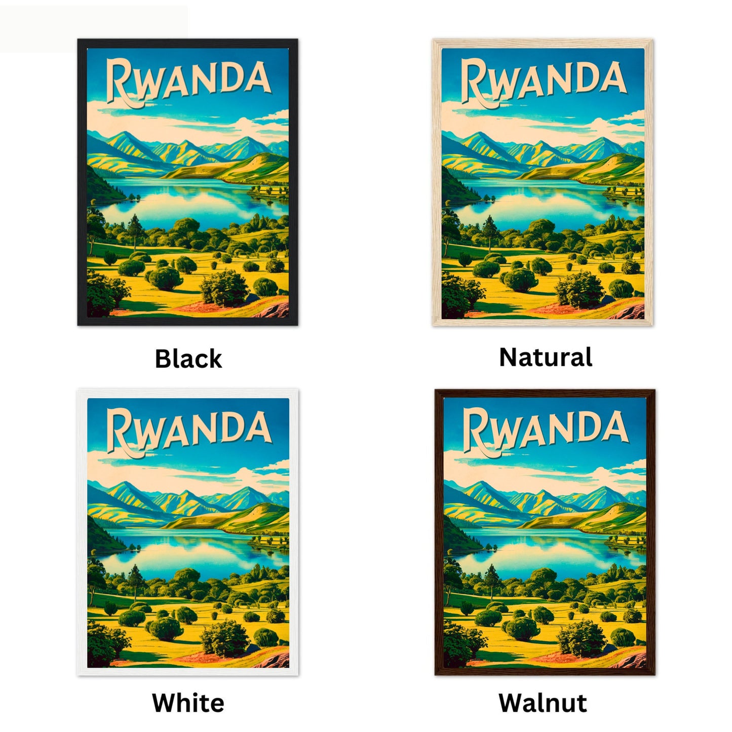 Rwanda Vintage Travel Poster