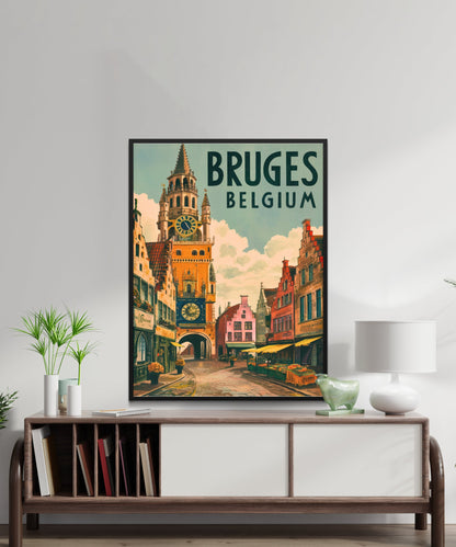 Bruges Vintage Travel Poster