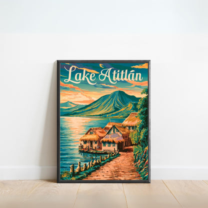 Lake Atitlán Vintage Travel Poster