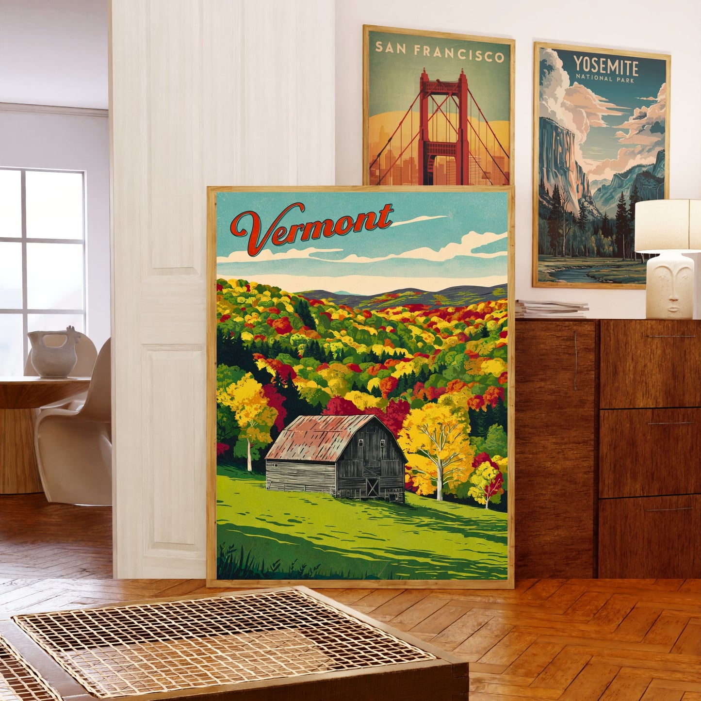 Vermont Vintage Travel Poster - Heart of Autumn Foliage and Mountain Serenity