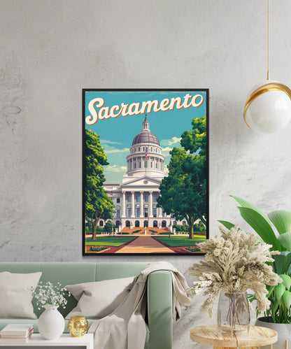 Sacramento Vintage Travel Poster