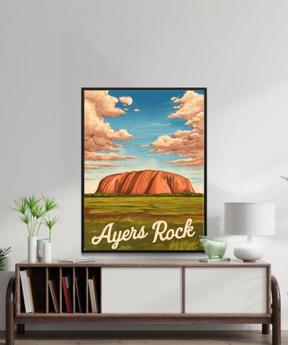 Ayers Rock Vintage Travel Poster - Majestic Natural Wonder