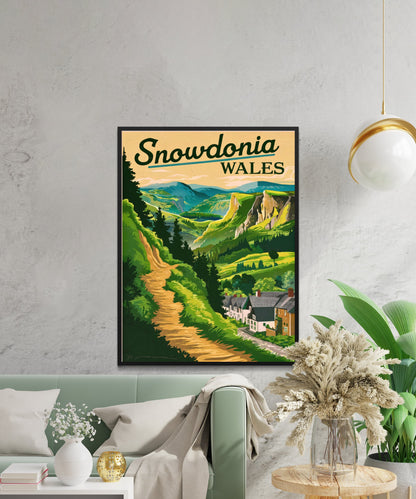 Snowdonia Vintage Travel Poster - Welsh Highland Charm