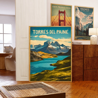 Torres del Paine Vintage Travel Poster - Majestic Patagonia