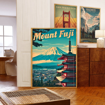 Mount Fuji Vintage Travel Poster - Retro Charm